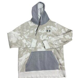 Under Armour Mens Size Medium Gray Camo Print Loose Fit LS‎ Pullover Hoodie